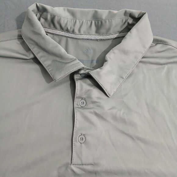 Adidas Men 2XL Golf Polo Grey Short Sleeve Shirt Logo - Picture 3 of 9